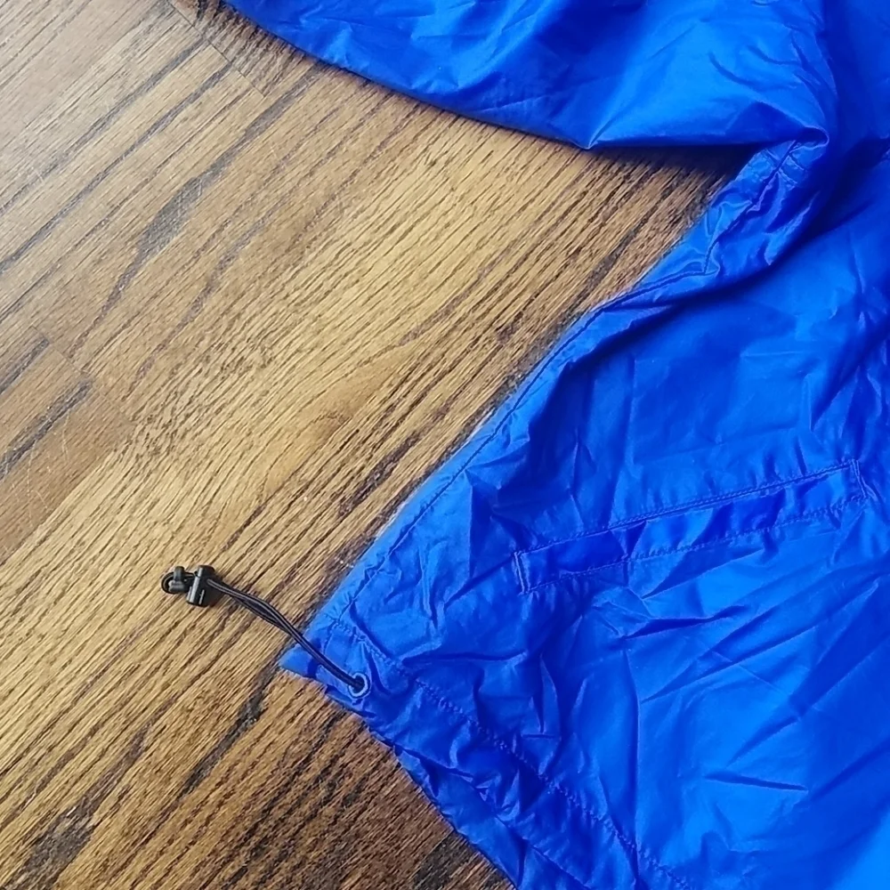 Vintage Nike Foldable Packable Windbreaker Hood Rain Electric Blue Light Jacket